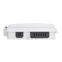 Terminal de Acceso de Fibra (BTFAT0111W) de color blanco, equipada con 4 adaptadores SC/APC - SC/APC - Simplex y 4 pigtails OS2 de 1.5 metros (amarillo).