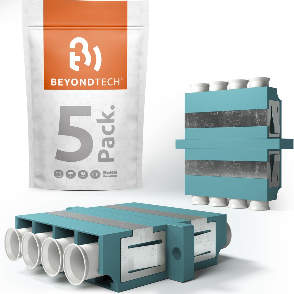 Adaptador de Fibra óptica LC Quad UPC Multimodo (Aqua) - 5 Unidades