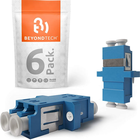 Adaptador de Fibra óptica LC Duplex Horizontal UPC Monomodo (azul) - 6 Unidades