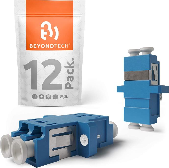 Adaptador de Fibra óptica LC Duplex Horizontal UPC Monomodo (azul) - 12 Unidades