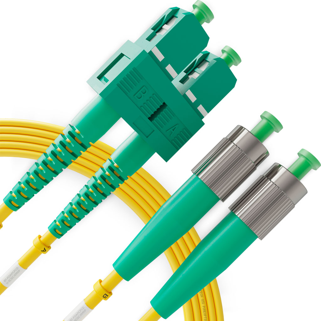 SC a FC Latiguillo Óptico Monomodo OS1 Duplex, APC/APC (1 Unidad)