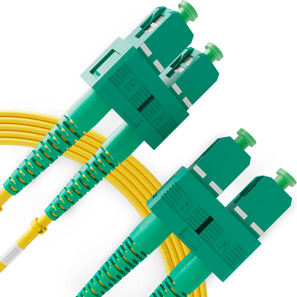 SC a SC Latiguillo Óptico Monomodo OS1 Duplex, APC/APC (1 Unidad)